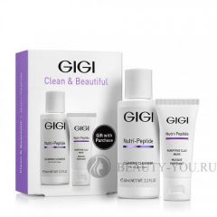 NP Clean and Beautiful / NP Дорожный набор для идеально чистой кожи (пептидный очищающий гель 60 мл и очищающая глинянная маска 15 мл) (GIGI) 70092
